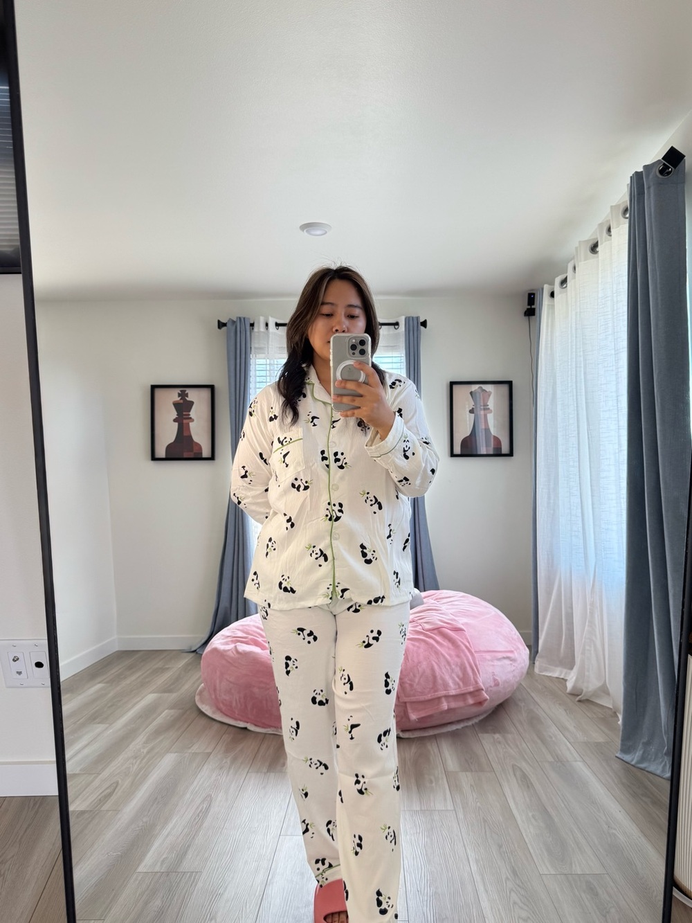 White Panda Print Kids Pajama Set - Cozy Cotton Sleepwear